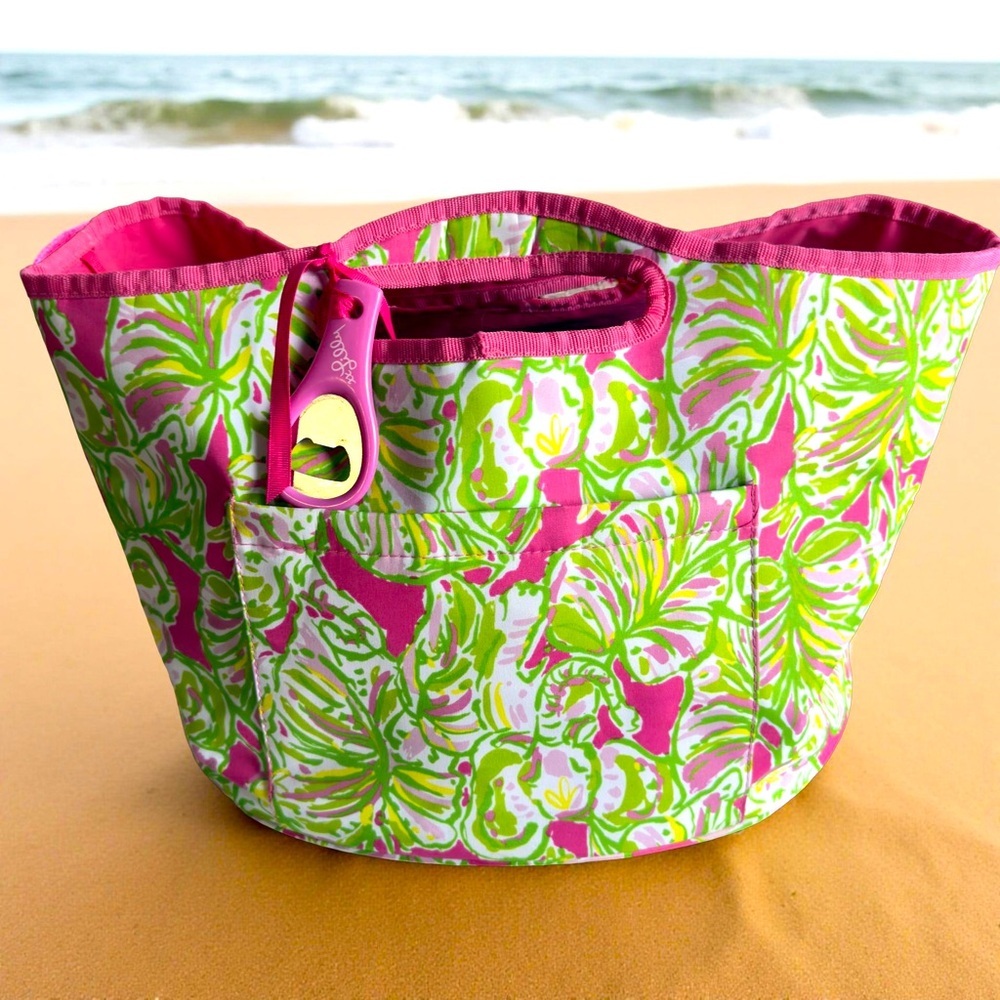 Lilly Pulitzer Soft Insulated Beverage Tote Bucket Cooler “Elephant Ears” Pink